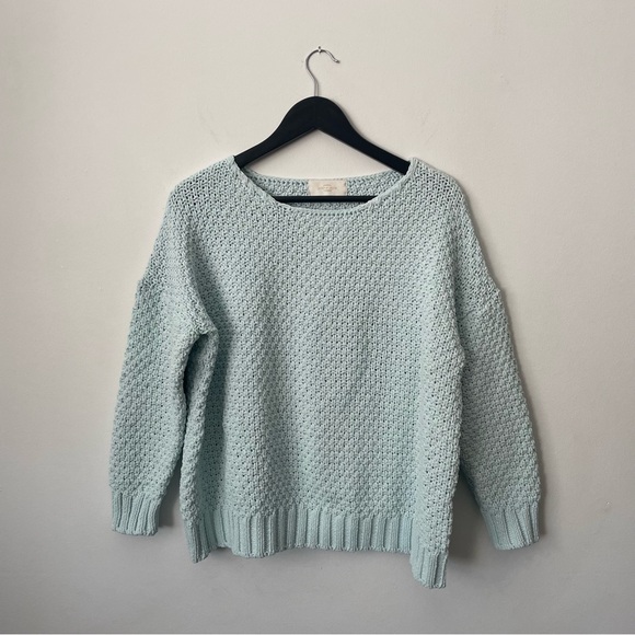 Baby Blue Scoop Neck Knit Sweater - Picture 2 of 4